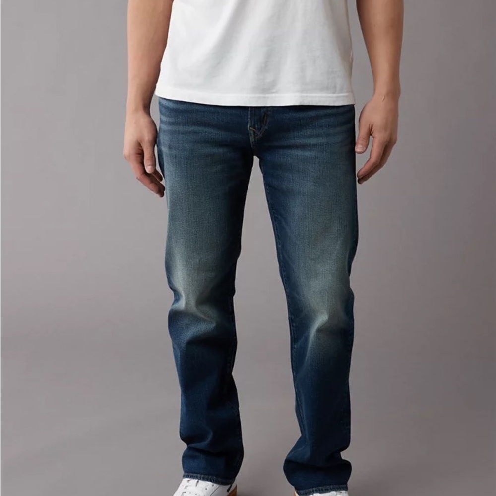 American Eagle NWT Men's Airflex + Original Straight Dark Wash Blue Jeans 30x32